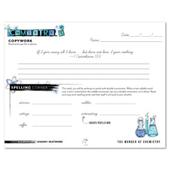 Chemistry Homeschool Unit Study Printed Seatwork Journal Cursive Upper Elementary Copywork and Spelling Corner