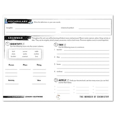 Chemistry Homeschool Unit Study Printed Seatwork Journal Manuscript Upper Elementary Vocabulary and Grammar