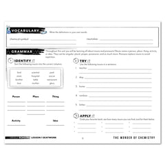 Chemistry Homeschool Unit Study Printed Seatwork Journal Manuscript Middle School Vocabulary and Grammar