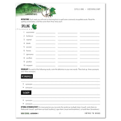 Creepy Crawlies Homeschool Unit Study Printed High School Student Book Lesson 1 Spelling and Vocabulary
