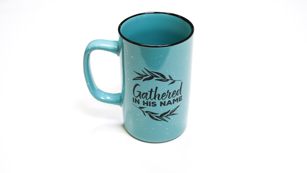 Gathered In His Name Teal Ceramic Mug