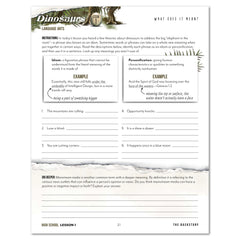 Dinosaurs Homeschool Unit Study Printed High School Student Book Lesson 1 What Does It Mean?