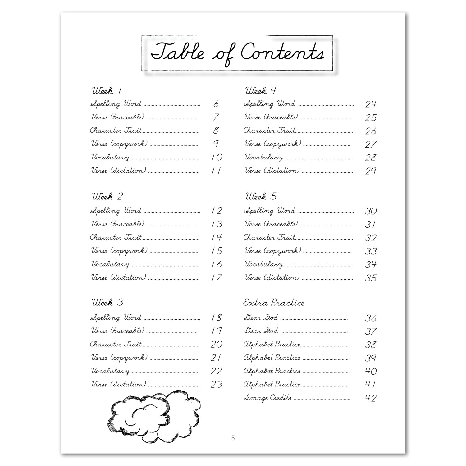 Earth Science Homeschool Unit Study Printed Cursive Student Book Table of Contents
