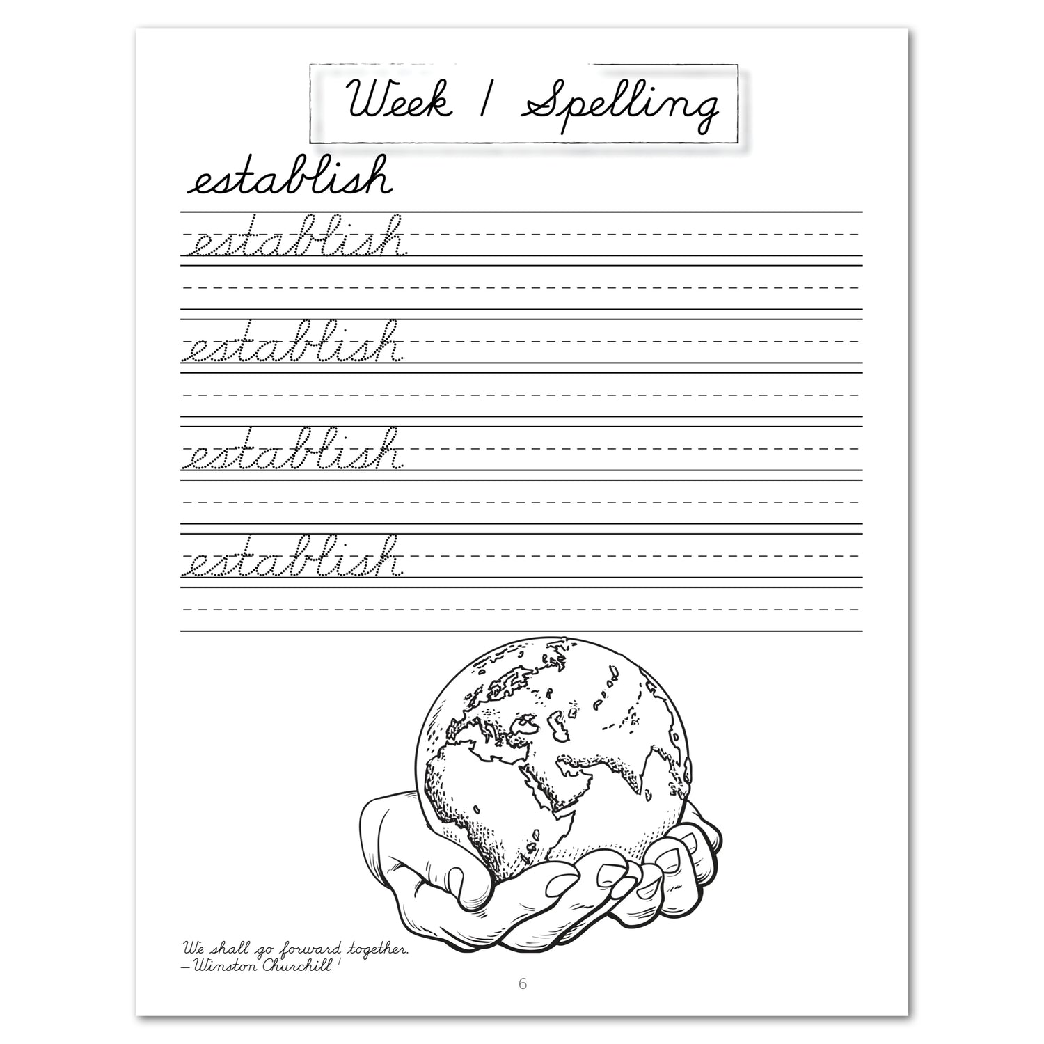 Earth Science Homeschool Unit Study Printed Cursive Student Book Week 1 Spelling