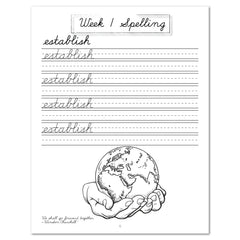 Earth Science Homeschool Unit Study Printed Cursive Student Book Week 1 Spelling