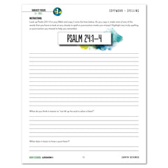 Earth Science Homeschool Unit Study Digital High School Student Book Lesson 1 Copywork and Spelling