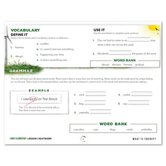 Energy Homeschool Unit Study Printed Seatwork Journal Manuscript Early Elementary Lesson 1 Vocabulary