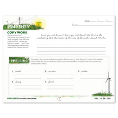 Energy Homeschool Unit Study Printed Seatwork Journal Cursive Upper Elementary Copywork and Spelling