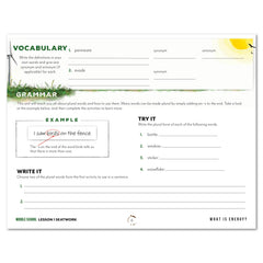 Energy Homeschool Unit Study Printed Seatwork Journal Manuscript Middle School Lesson 1 Vocabulary