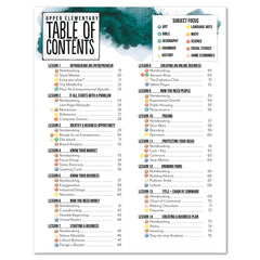Entrepreneurship Homeschool Unit Study Printed Upper Elementary Student Book Table of Contents Lessons 1-14