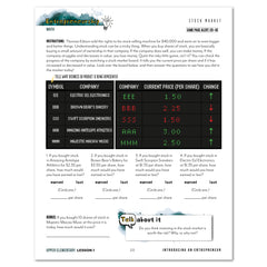Entrepreneurship Homeschool Unit Study Printed Upper Elementary Student Book Lesson 1 Stock Market
