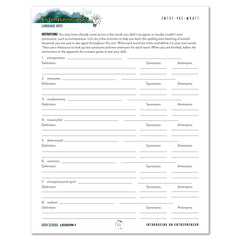 Entrepreneurship Homeschool Unit Study Printed High School Student Book Lesson 1 Entre-pre-what?