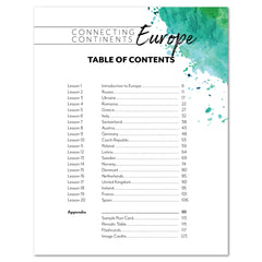 Europe homeschool unit study digital student workbook table of contents