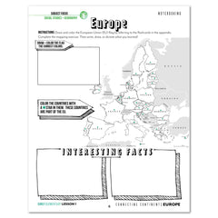 Europe homeschool unit study printed student book early elementary lesson one