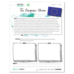 Europe homeschool unit study digital student workbook Teacher's Guide and Middle school  bundle lesson one