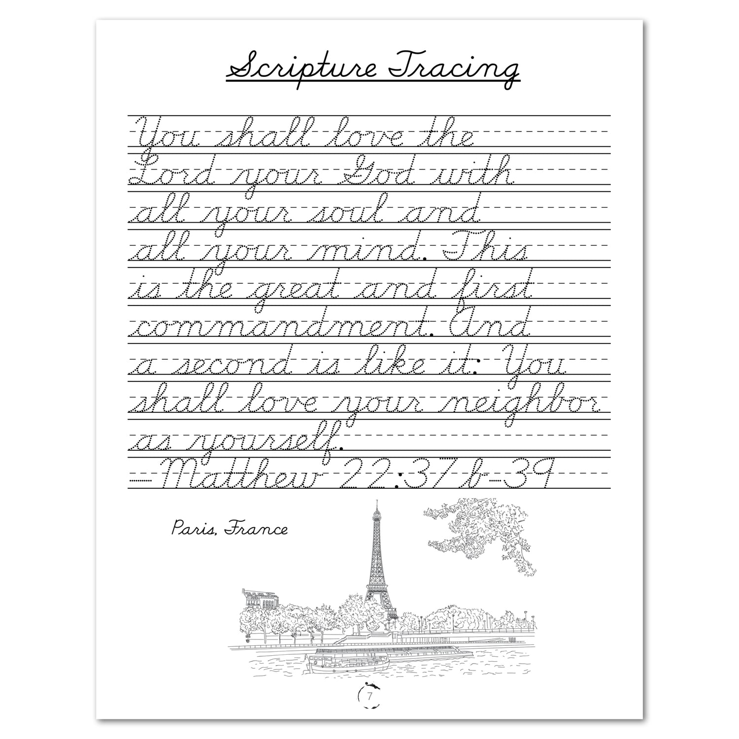 Europe homeschool unit study digital cursive student workbook scripture tracing 