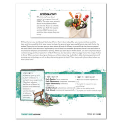 Farming + Food homeschool unit study printed teacher guide lesson one part two 