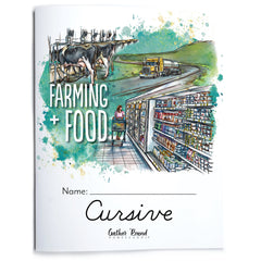 Farming + Food homeschool unit study cursive workbook in print format