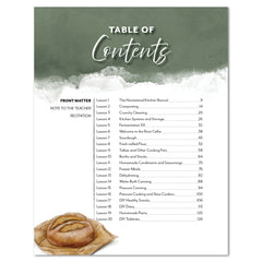 Table of Contents with watercolor image of a loaf of sourdough bread in the bottom left corner.