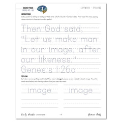 Human Body homeschool unit study printed student workbook in early reader lesson one 