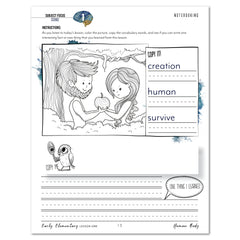 Human Body homeschool unit study printed student workbook in early elementary lesson one 