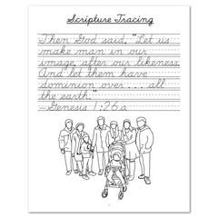 Human Body homeschool unit study digital student workbook in cursive scripture tracing
