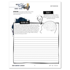 Inventions and Ideas homeschool unit study printed student workbook in early elementary lesson one 