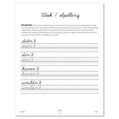 Inventions and Ideas homeschool unit study printed student workbook in cursive week one spelling 
