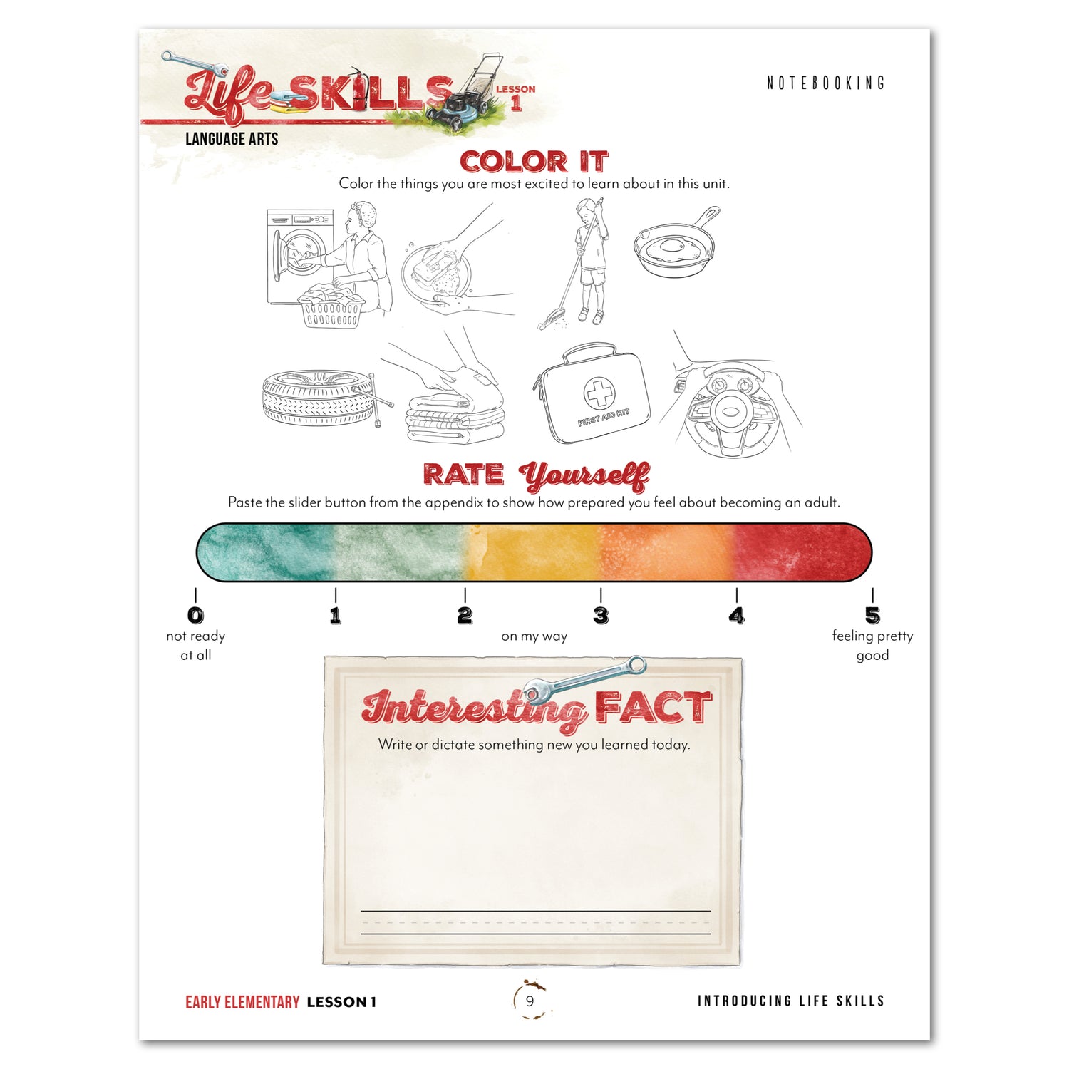 Life Skills homeschool unit study printed student book early elementary lesson 1