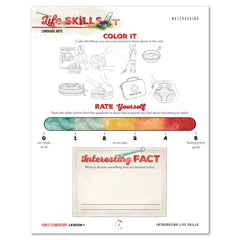 Life Skills homeschool unit study printed student book early elementary lesson 1