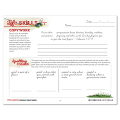 Life Skills homeschool unit study printed upper elementary cursive seatwork journal lesson 1