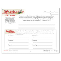 Life Skills homeschool unit study printed middle school cursive seatwork journal lesson 1
