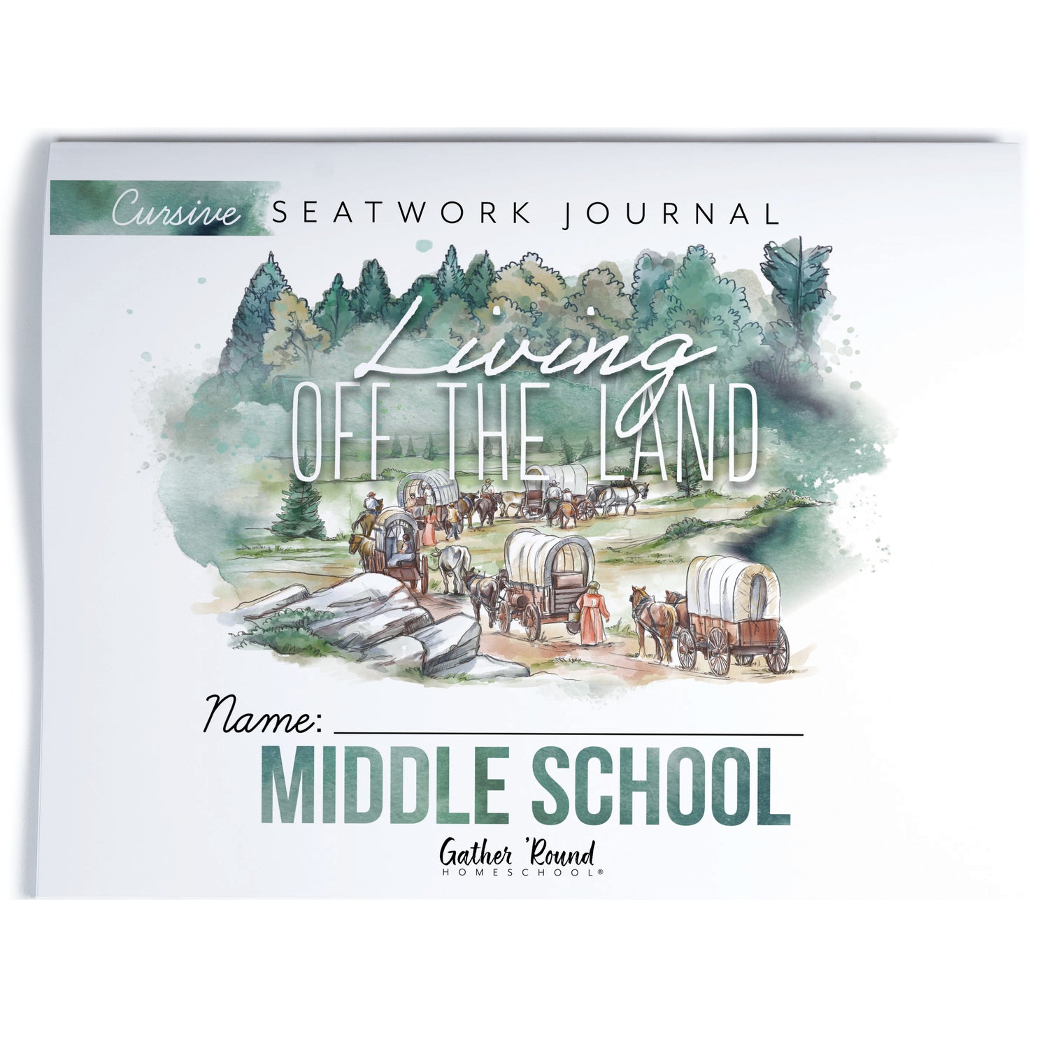 Living Off the Land homeschool unit seatwork journal print Middle School  student notebook in cursive
