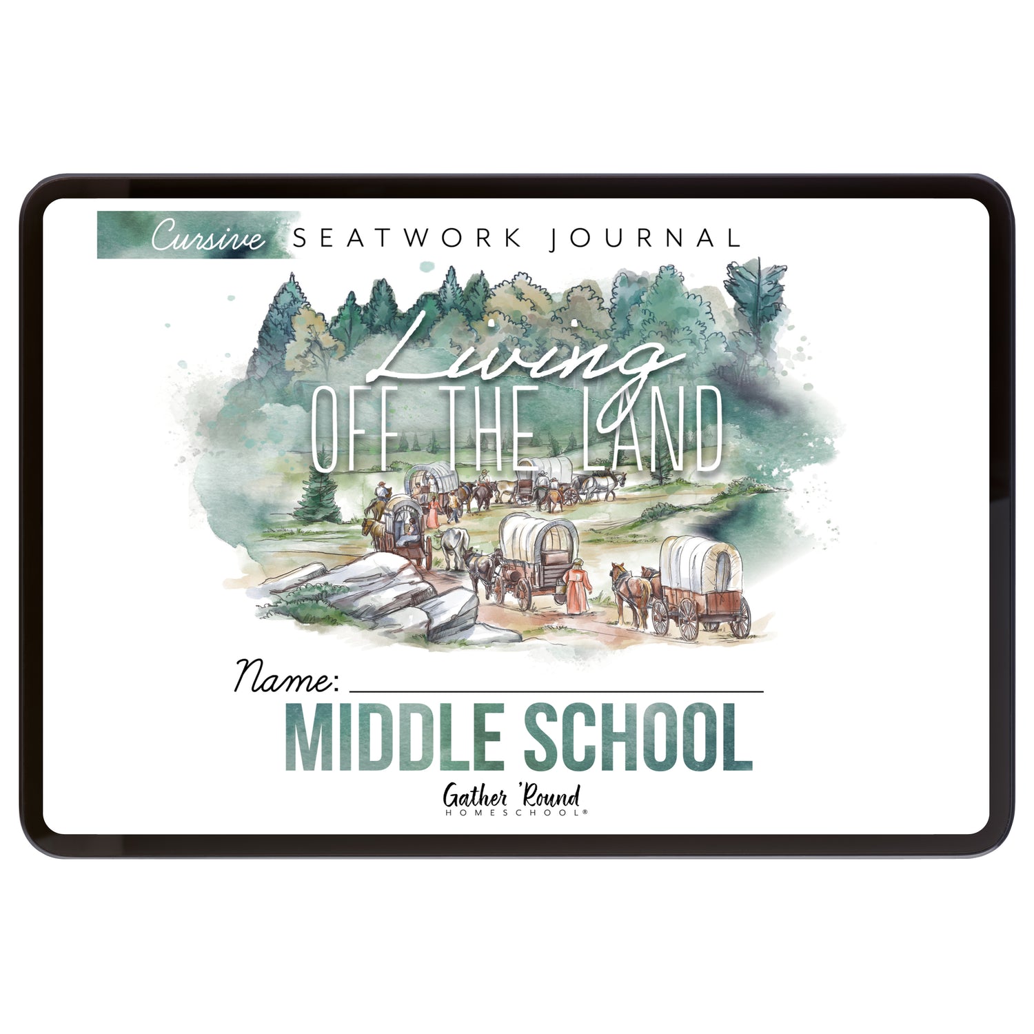 Living Off the Land homeschool unit seatwork journal digital Middle School student notebook in cursive