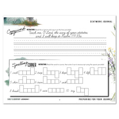 Living Off the Land homeschool unit seatwork journal digital Early Elementary student notebook in cursive lesson one