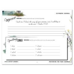 Living Off the Land homeschool unit seatwork journal digital Upper Elementary student notebook in cursive lesson one 