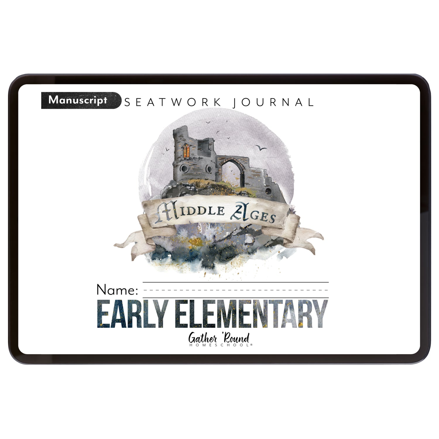 Middle Ages homeschool unit study digital student seatwork book in manuscript for early elementary