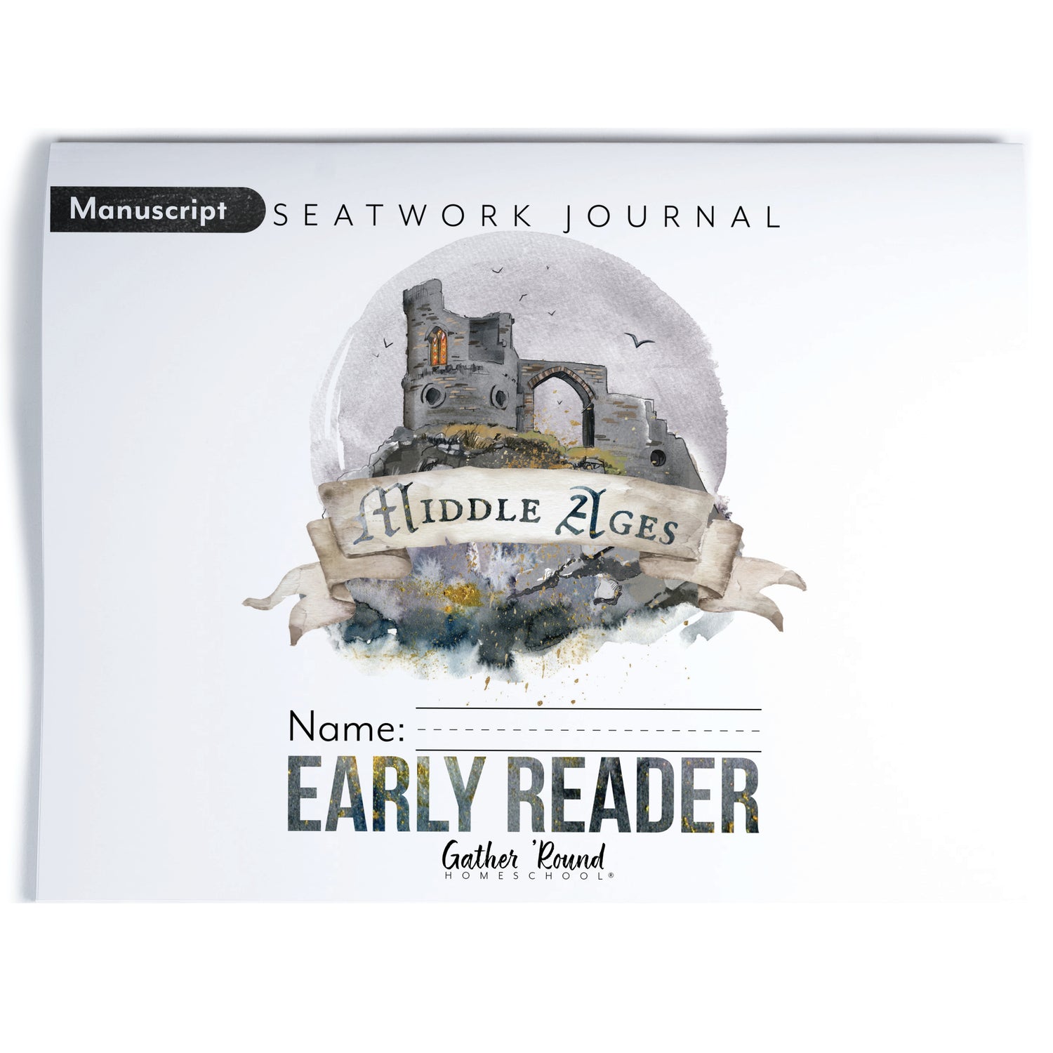 Middle Ages homeschool unit study digital student seatwork book in manuscript for early reader