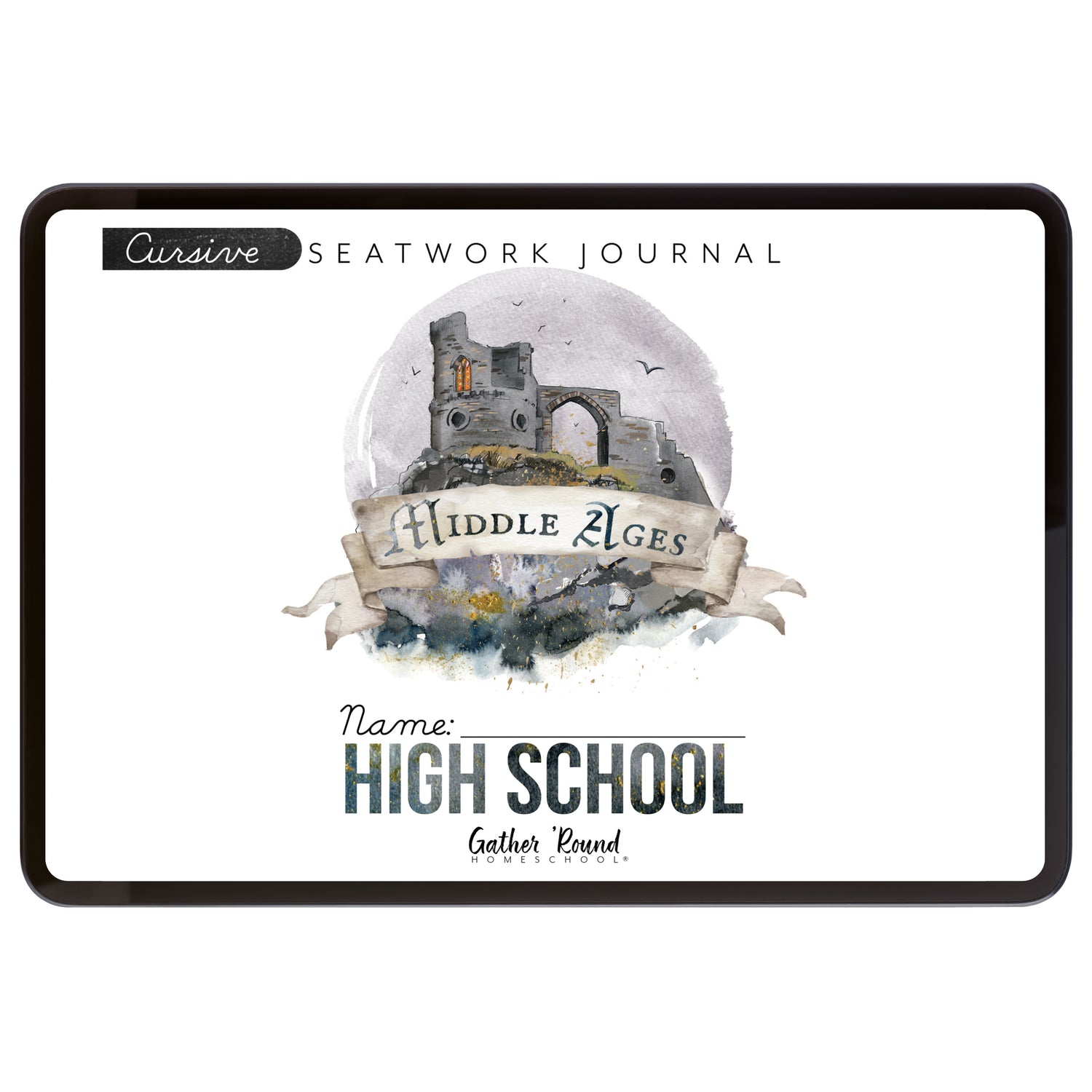 Middle Ages homeschool unit study digital student seatwork book in cursive for high school
