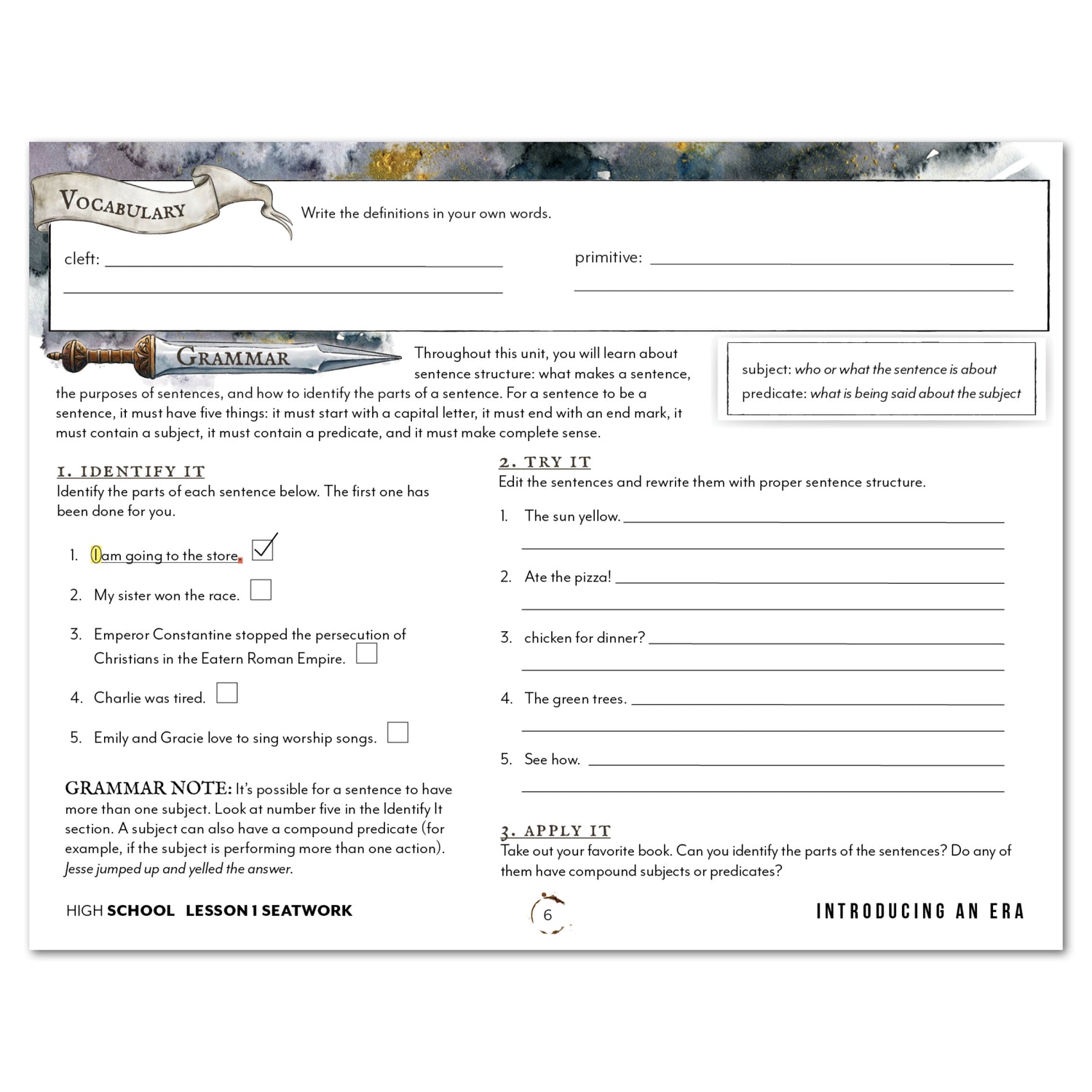 Middle Ages homeschool unit study digital student seatwork book in manuscript for high school lesson one