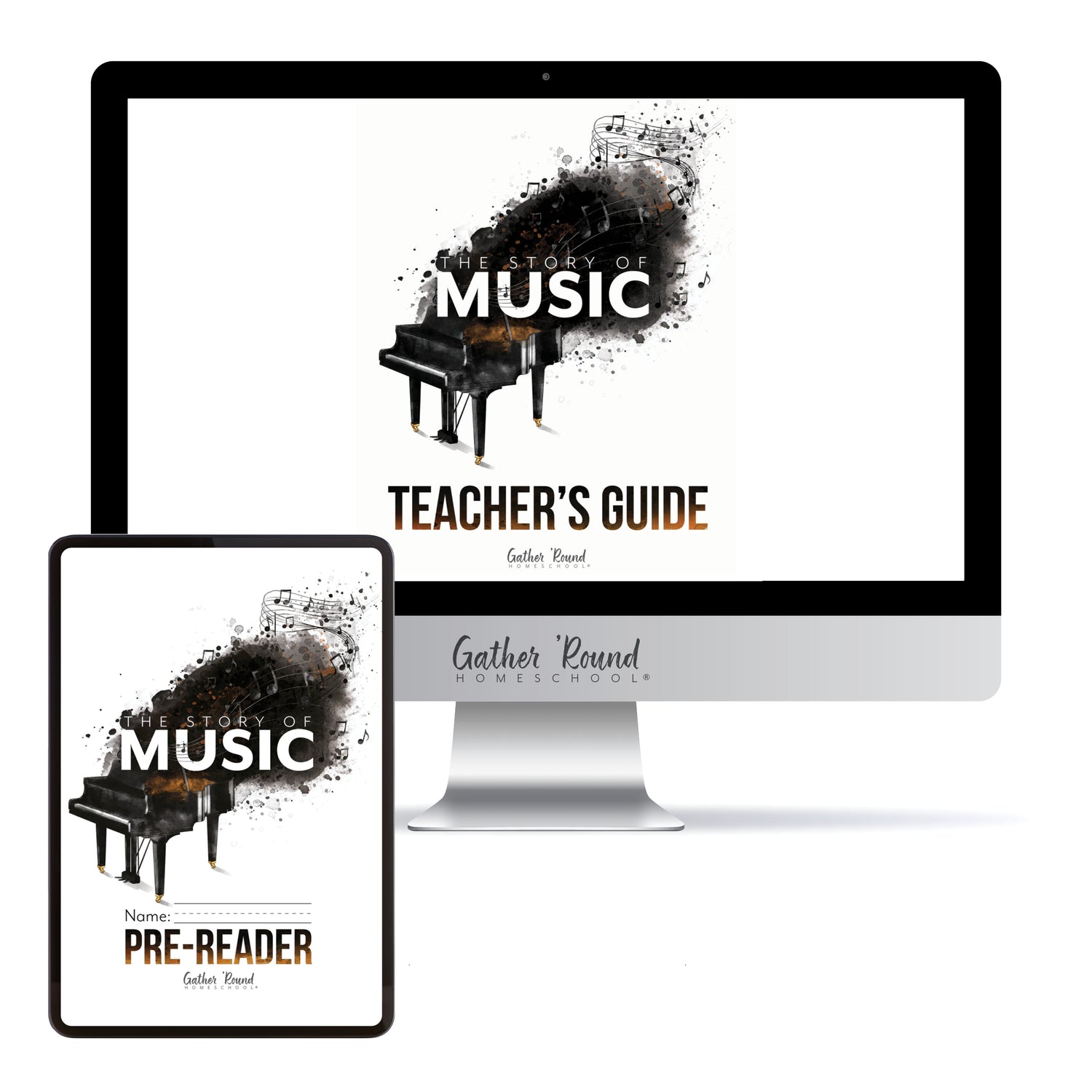 Music homeschool unit study digital student workbook for Pre-Reader with Teacher's Guide bundle 