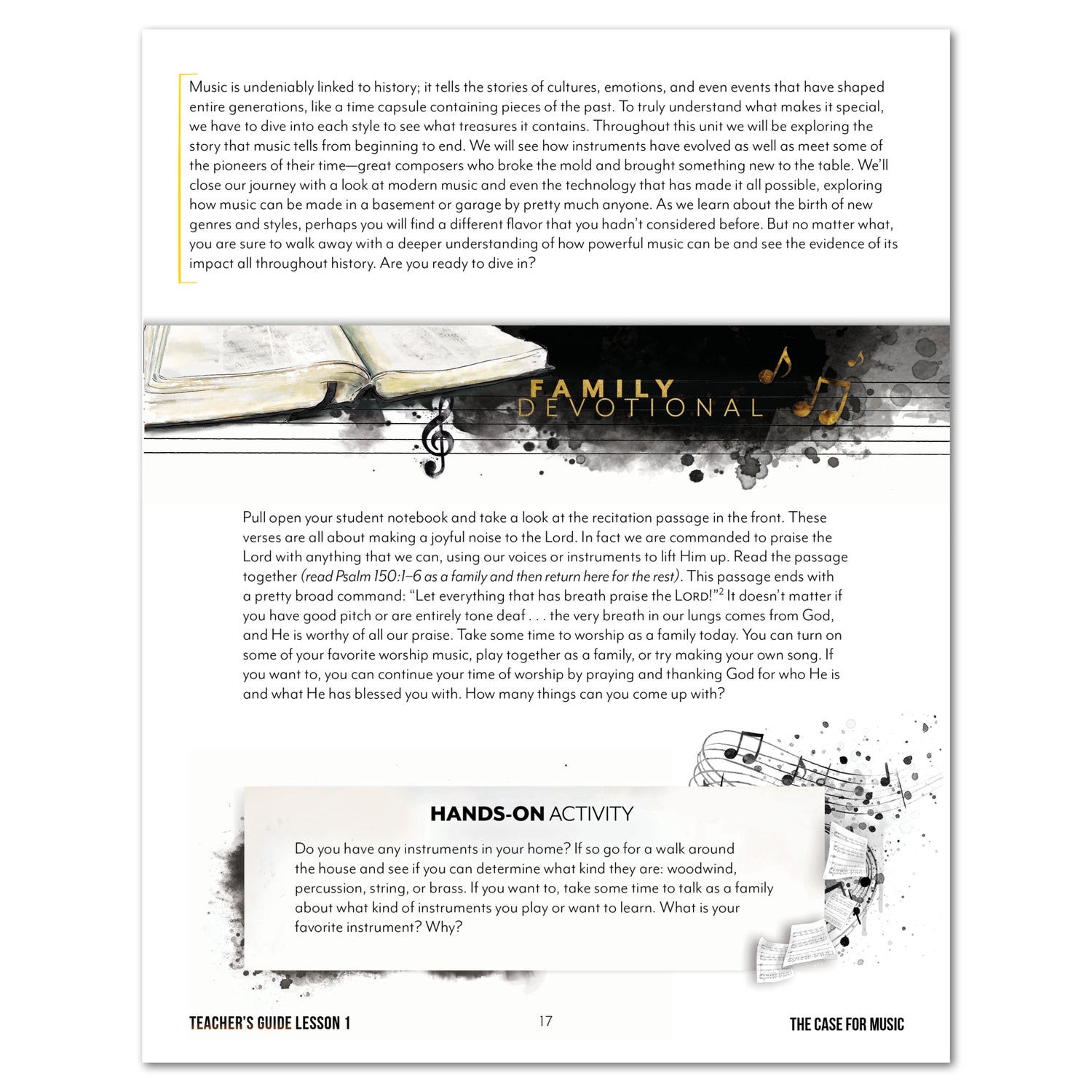 Music homeschool unit study print teacher's guide lesson one part two