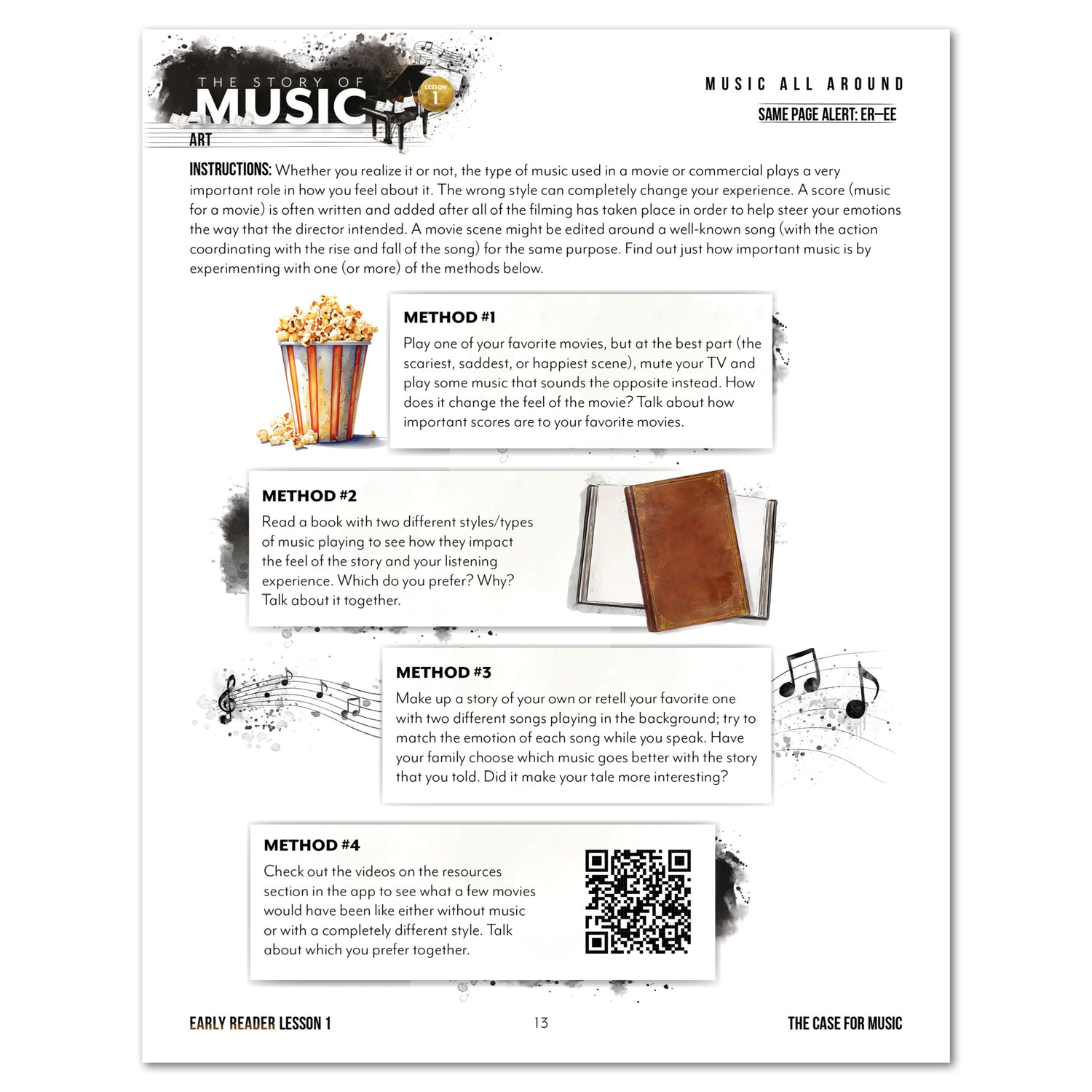 Music homeschool unit study print student workbook for Early Reader lesson one