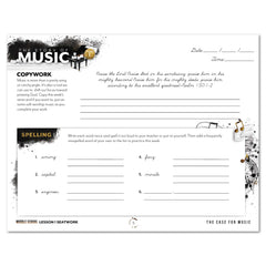 Music homeschool unit study print student seatwork journal in cursive for middle school lesson one