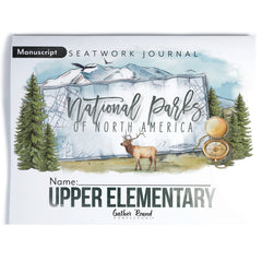 National Parks of North America homeschool unit study printed student seatwork journal in manuscript for Upper Elementary