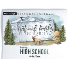 National Parks of North America homeschool unit study printed student seatwork journal in manuscript for High School