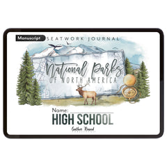 National Parks of North America homeschool unit study digital student seatwork journal in manuscript for High School
