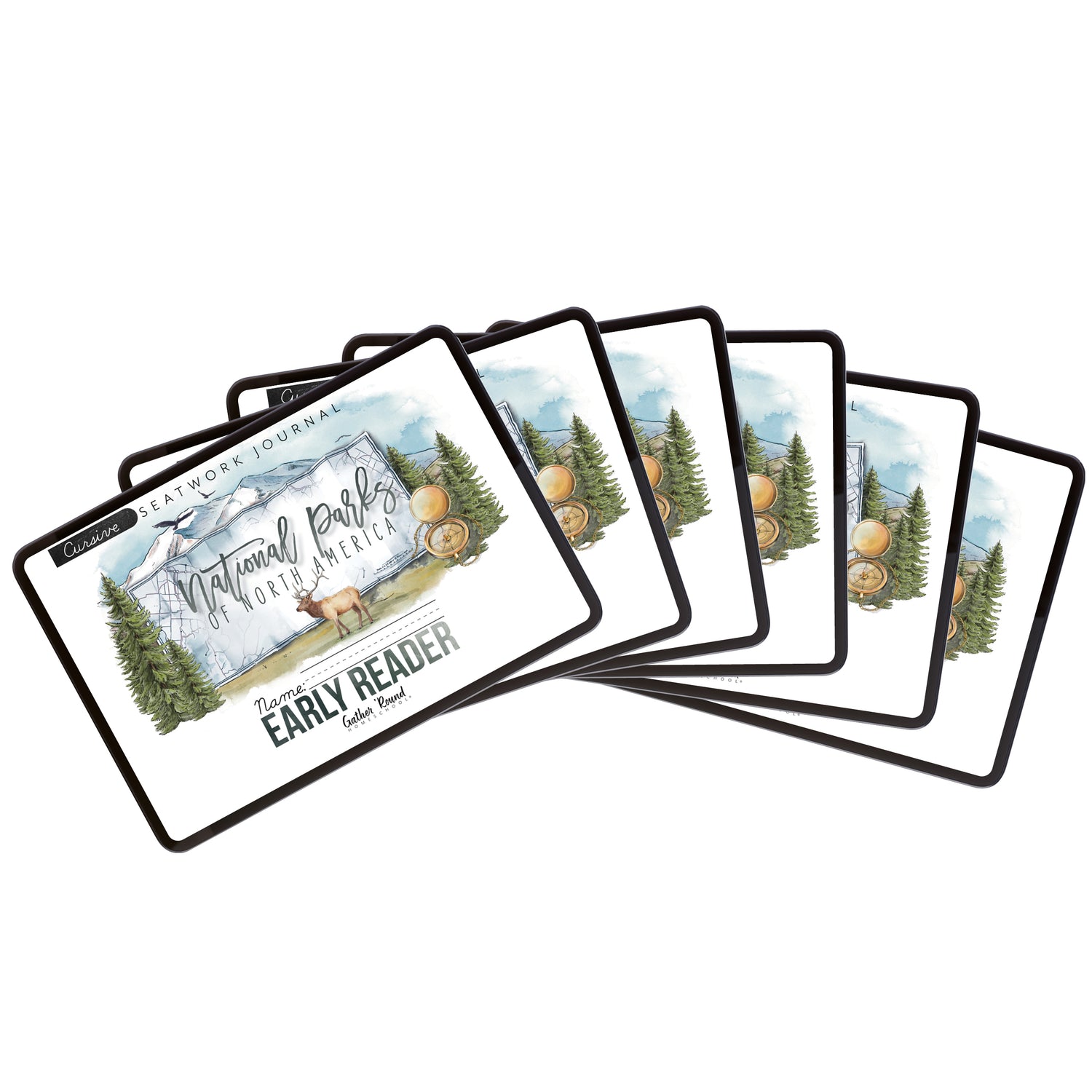 National Parks of North America homeschool unit study digital student seatwork journal in cursive for full family bundle