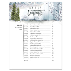 National Parks of North America homeschool unit study printed teacher guide table of contents