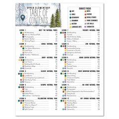 National Parks of North America homeschool unit study printed student workbook table of contents for upper elementary with Teacher's Guide  part one